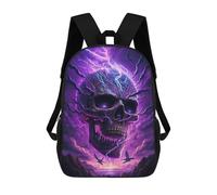 sinyumoney Thundering Skull Artwork 3D Printed Children's School Backpack for Kids High Capacity Travel Rucksacks 17 Inch Book Bags Kids