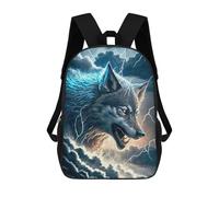 sinyumoney Thundering Wolf Art Print -2 Rucksacks 3D Printed Children 17inch Backpacks Fashion Casual Daypack Travel Bags Outdoor Casual Daypack for Boy And Girl