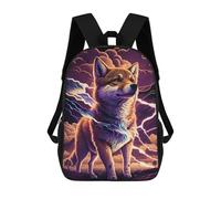 sinyumoney Thundering Wolf Fantasy Art Kids School Backpack 17 Inch School Bag 3D Printed School Bag for Boys Elementary And Middle School Students