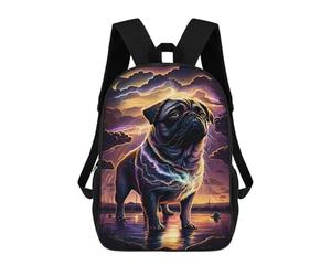 sinyumoney Thunderous Pug Majesty Backpack School Lightweight Airport College Students Back Pack for School/Work/Travel 17inch