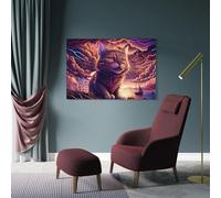 sinyumoney Thunderstorm Cat Adventure -4 Abstract Wall Art for Living Room for Toilet Bathroom Decor Large Pictures 24x36inch(60x90cm)