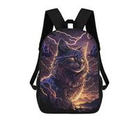 sinyumoney Thunderstorm Cat Majesty School Backpack Lightweight Airport College Students Back Pack for Boys/Girls/Teenagers 17inch