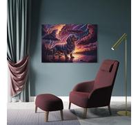 sinyumoney Thunderstorm Dog Reflections Wall Canvas for Living Room for Living Room Bedroom Kitchen Hallway Stairs Artwork 20x30inch(50x75cm)