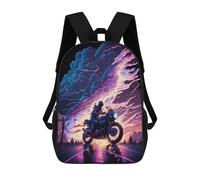 sinyumoney Thunderstorm Motorcycle Ride 17 Inch Backpack School Bag Rucksack for Girls Boys Large Capacity Kids Back Pack Lightweight School Bags for Children Students