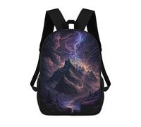 sinyumoney Thunderstorm Mountain Landscape Kids School Backpack 17 Inch School Bag 3D Printed School Bag for Boys Elementary And Middle School Students