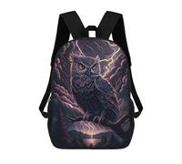 sinyumoney Thunderstorm Owl Majesty 17 Inch Backpacks Kids Schoolbag,3D Printed Elementary And Middle School Students Backpacks for Boys Girls