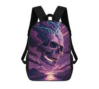sinyumoney Thunderstorm Skull Bridge 3D Printed 17 Inch School Backpack Casual Children's Backpacks 3D Printed for Boys Elementary And Middle