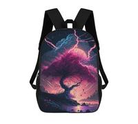 sinyumoney Thunderstorm Tree Landscape -2 Kids Backpack 17 Inch School Bag 3D Printed Cartoon School Backpacks for Boys And Teenager School Students