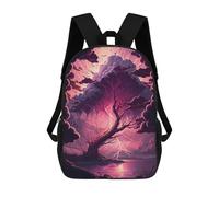 sinyumoney Thunderstorm Tree Lightning 3D Printed Children's 17 Inch Backpacks 3D Printed Casual School Bag for Boys Elementary And Middle