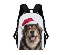 sinyumoney Tibetan Mastiff Dog with Santa Hat Portrait Backpack School Bag Large Water Resistant Laptop Backpack for School/Work/Travel 17inch