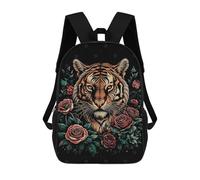 sinyumoney Tiger And Flowers 3D Printed Children's School Backpack for Kids High Capacity Travel Rucksacks Book Bags Kids School Bag Back Pack 17inch