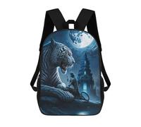 sinyumoney Tiger And Sorceress Under The Moon Fashion Student School Backpack Suitable for Boys Girls Kids Casual Outdoor Travel Essential Daypack 17inch