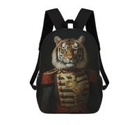 sinyumoney Tiger Animal Dressed King Backpack School Bag Secondary Causal Travel High School Bags for School/Work/Travel 17inch