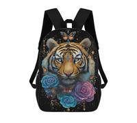 sinyumoney Tiger Art Print - Boho Decor Children's Backpacks 17inch School Backpack 3D Printed Bag Bookbag for Kids Travel Rucksacks Boy Girl Book Bags Kids School Bag