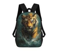 sinyumoney Tiger Art Print Poster-1 Backpack Cartoon Plush Bag, 3D Backpack for Kids School Bag Birthday Gift Idea for Boys And Girls 17inch