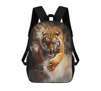 sinyumoney Tiger Art Print Poster Kids Backpack,School Backpack Kids School Bag 3D Printed Cartoon Large Capacity Backpack for Kids Boys And Girls 17inch