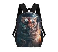 sinyumoney Tiger Astronaut in Space -2 Backpack Kids School Bag Boys Cartoon 3D Print Students Schoolbag Laptop Daypack for Boys Girls 17inch