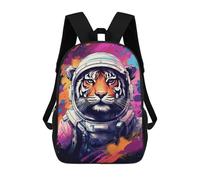 sinyumoney Tiger Astronaut Space Art Print-1 Children's Backpacks School Backpack 3D Printed for Kids Travel Rucksacks Book Bags Kids 17inch School Bag