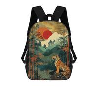 sinyumoney Tiger Bamboo Forest Sunset School Bags Computer Rucksack for School/Work/Travel for Camping Outdoor Adventures And Daily Travel 17inch