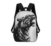 sinyumoney Tiger Black And White Kids' Backpack 3D Printing School Bag Boys Cool Daypacks Casual Knapsack Fun Back Bag for Kids And Teenager 17inch