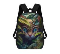 sinyumoney Tiger Cat in Jungle Children's Backpack, 3D Printed School Backpack, Backpack for Boys Girls, Adjustable School Bag for Primary School 17inch