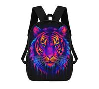 sinyumoney Tiger Colorful Black BG Backpack 3D Printed Children's School Backpack Kids Travel Backpacks High Capacity Book Bags Children's Backpack Rucksack 17inch