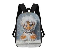 sinyumoney Tiger Cub Bath Time 3D Printed Children's School Backpack for Kids High Capacity Travel Rucksacks 17 Inch Book Bags Kids