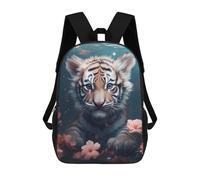 sinyumoney Tiger Cub in Flowers Backpack School Backpack Kids School Bag Large Capacity Kids Backpack for School Rucksack 3D Book Bag Gifts for Kids 17inch