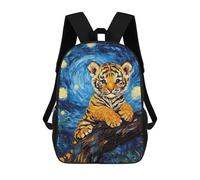 sinyumoney Tiger Cub in Starry Night Style School Backpack Large Water Resistant Laptop Backpack for Girls Boys Teenage 17inch