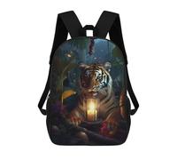 sinyumoney Tiger Cub Magical Lamp Backpack Kids School Backpack School Bag 3D Printed Fashion School Bag for Boys Elementary And Middle School Student 17inch
