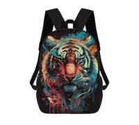 sinyumoney Tiger Face Backpacks Kids 17inch School Backpack School Bag 3D Printed School Bag for Boys Elementary And Middle School Students