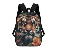 sinyumoney Tiger Face Floral Animal School Bag Backpack Teen Schoolbag 3D Printing Adjustable Schoolbag Fashion Pocket Bag for Kids Boys Girls Students And Teenagers Fans 17inch