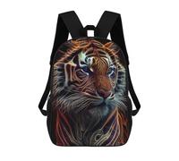 sinyumoney Tiger Face Fractalius Backpacks Kids Student Schoolbag 3D Printed Backpacks Elementary And Middle School Students Backpacks for Boys Girls 17inch