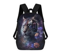 sinyumoney Tiger Fantasy Flowers Art Print-2 17 Inch Backpack School Bag Rucksack for Girls Boys Large Capacity Kids Back Pack Lightweight School Bags for Children Students