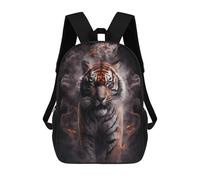 sinyumoney Tiger Fire Smoke Artwork Rucksack Lightweight Casual Daypack School Backpacks for Teenage Girls Boys Women Men 17inch