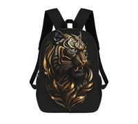 sinyumoney Tiger Floral Gold Black School Backpack Water Resistant Computer Rucksack for Teenage Girls Boys Women Men 17inch