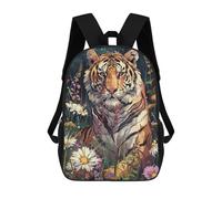 sinyumoney Tiger Flowers 3D Printed Children's School Backpack for Kids High Capacity Travel Rucksacks Book Bags Kids School Bag Back Pack 17inch
