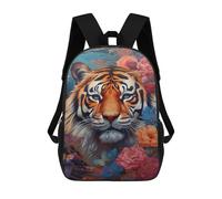sinyumoney Tiger Flowers Butterflies Art Print Children's Backpacks School Backpack 3D Printed for Kids Travel Rucksacks Book Bags Kids 17inch School Bag