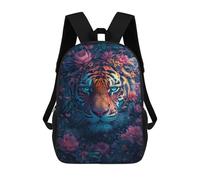 sinyumoney Tiger Flowers Fantasy Artwork Backpacks 3D Printed Kids School Backpack School Bag Fashion Rucksacks for Boys Elementary And Middle School Students 17inch