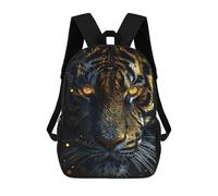 sinyumoney Tiger Gold Black Animals Children's Backpack, 3D Printed School Backpack, Backpack for Boys Girls, Adjustable School Bag for Primary School 17inch