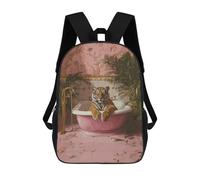 sinyumoney Tiger in A Pink Tub School Backpack Rucksack Casual Daypacks School Work Travel Bag for Camping Outdoor Adventures And Daily Travel 17inch