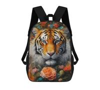 sinyumoney Tiger in A Rose Garden Backpacks Kids School Backpack Fashion School Bag 3D Printed School Bag for Boys Elementary And Middle School Students 17inch