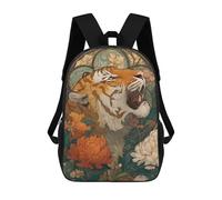 sinyumoney Tiger in Bloom Rucksacks 3D Printed Children Backpacks Fashion Casual Daypack Cute Travel Bags Outdoor Casual Daypack for Boy And Girl 17inch