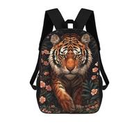sinyumoney Tiger in Bloom School Bag 3D Printed 17inch Backpacks Fashion Kids School Backpack Rucksacks for Boys Elementary And Middle School Students