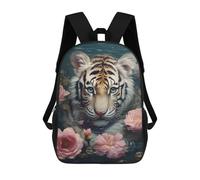 sinyumoney Tiger in Flowers-6 Kids Backpacks Children Bag,Anime Bag,Large Capacity Kids Backpack, 3D Printed Children's,Student Schoolbag,Kids Boys Girls School Bag 17inch