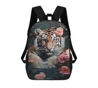 sinyumoney Tiger in Flowers Rucksack Rucksack Casual Daypacks School Work Travel Bag for Camping Outdoor Adventures And Daily Travel 17inch