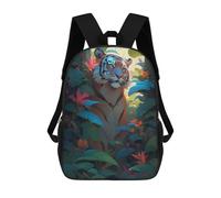 sinyumoney Tiger in Lush Jungle School Bag 3D Printed Backpacks Fashion Kids School Backpack Boys Rucksacks for Boys Middle School Students 17inch