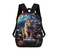 sinyumoney Tiger in Space Kids Backpacks,3D Personalized School Bookbags for Boys Girls Large Schoolbags Casual Daypack 17inch