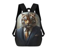 sinyumoney Tiger in Suit Art Print Backpack School Bag High Secondary School Bags Casual Backpack - Perfect for Travel, Work And Daily Use 17inch