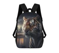 sinyumoney Tiger in The Cityscape Kids Backpack, Kids School Bag 3D Printed School Backpacks for Boys And Teenager School Students 17inch